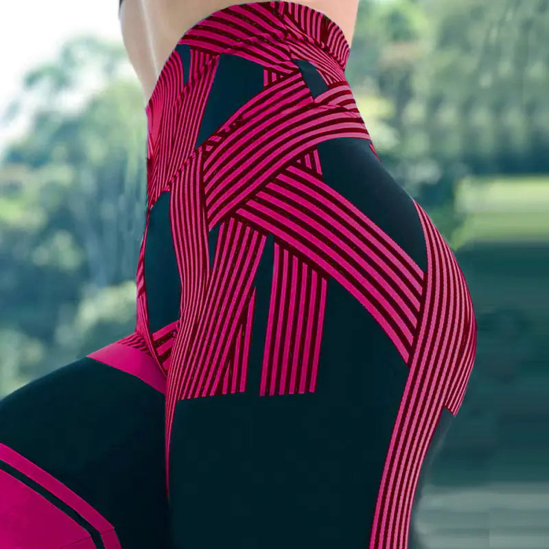 Striped High Waist Fitness Yoga Leggings for Women
