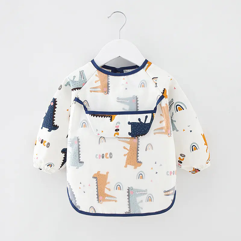 Waterproof Cotton Bib for Kids - Long Sleeve Feeding Apron