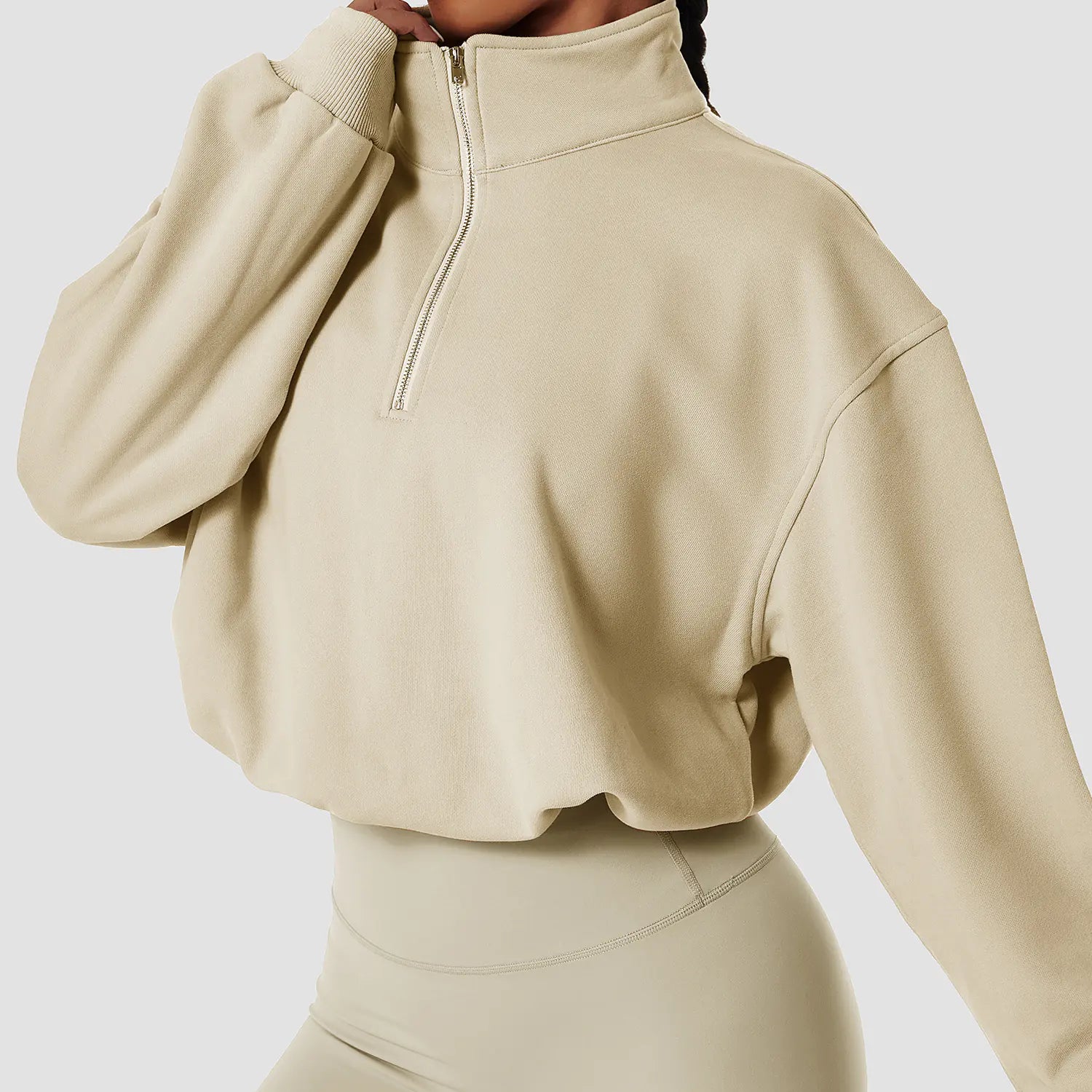 High Neck Fitness Pullover Sweatshirt for Women