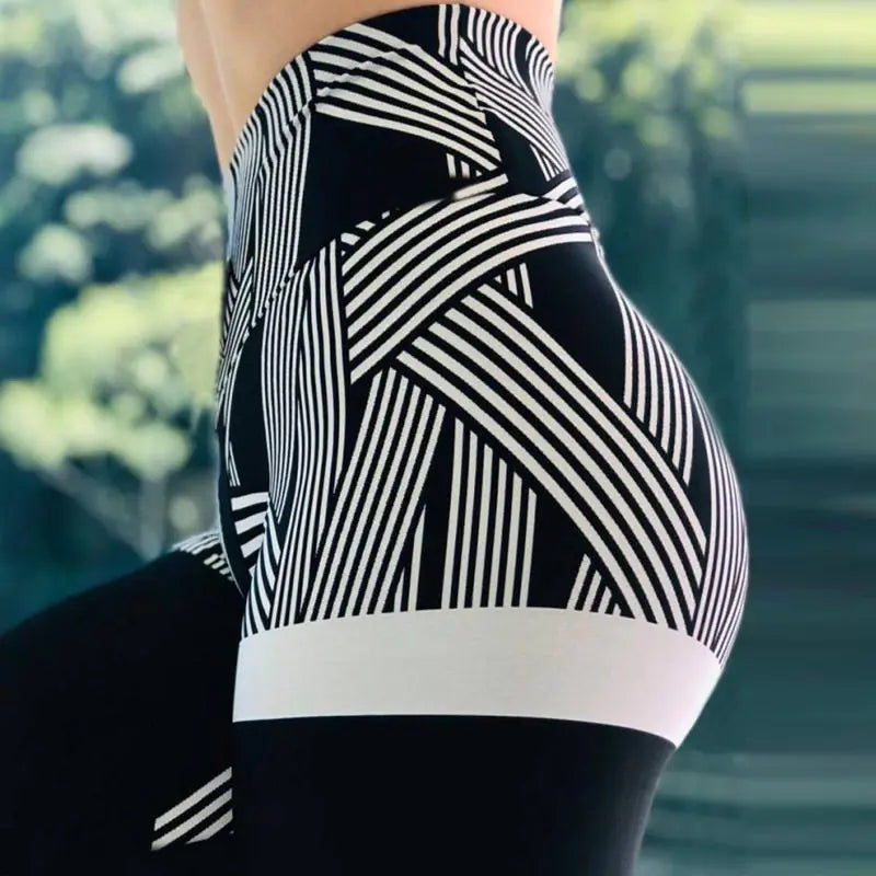 Striped High Waist Fitness Yoga Leggings for Women