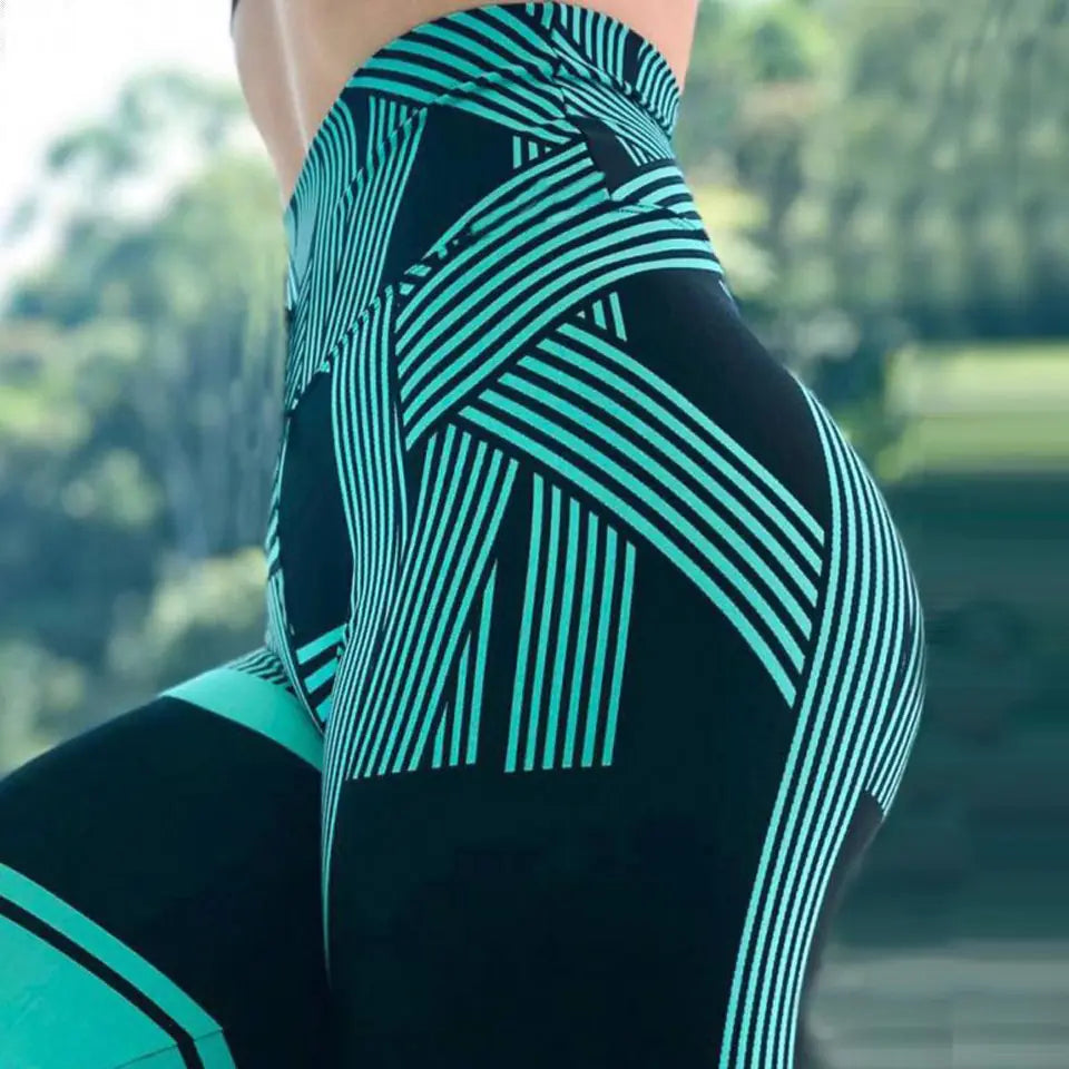 Striped High Waist Fitness Yoga Leggings for Women
