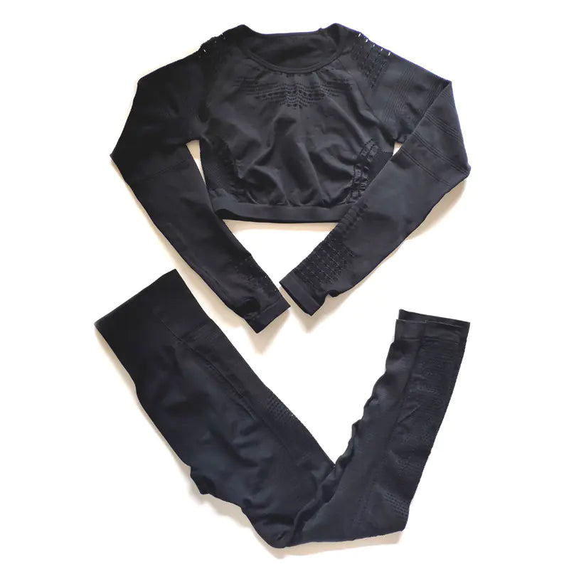 Seamless Yoga Pants and Crop Top Fitness Set for Women