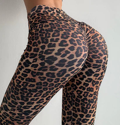 High Waist Leopard Print Fitness Pants for Women