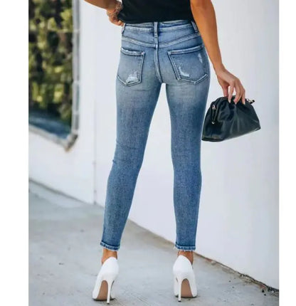 Stretch Slim-fit Ripped Denim Pants