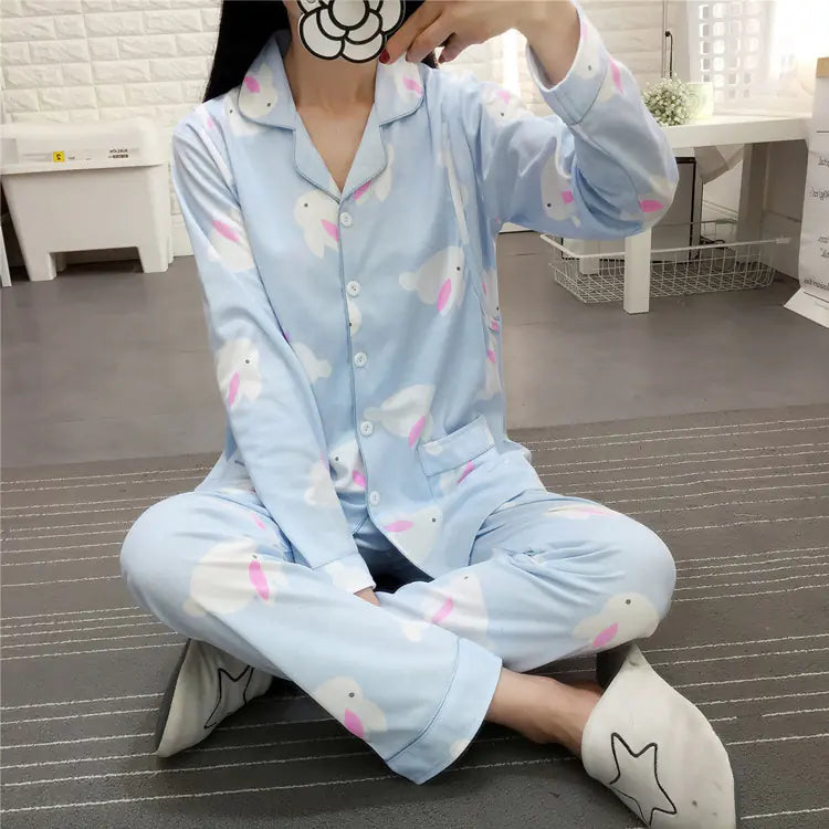 Postpartum Cotton Pajamas Set for Nursing Mothers