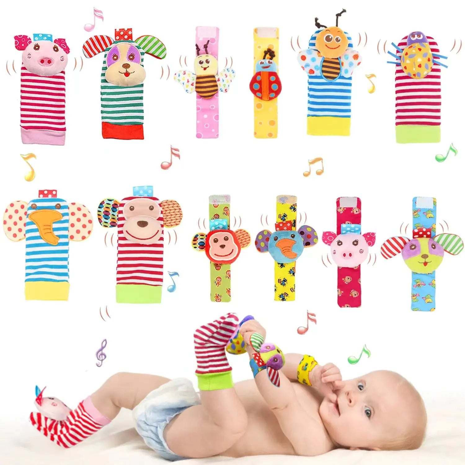 Baby Cartoon Animal Wrist Bell Socks Suit