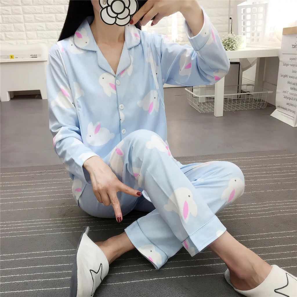 Postpartum Cotton Pajamas Set for Nursing Mothers