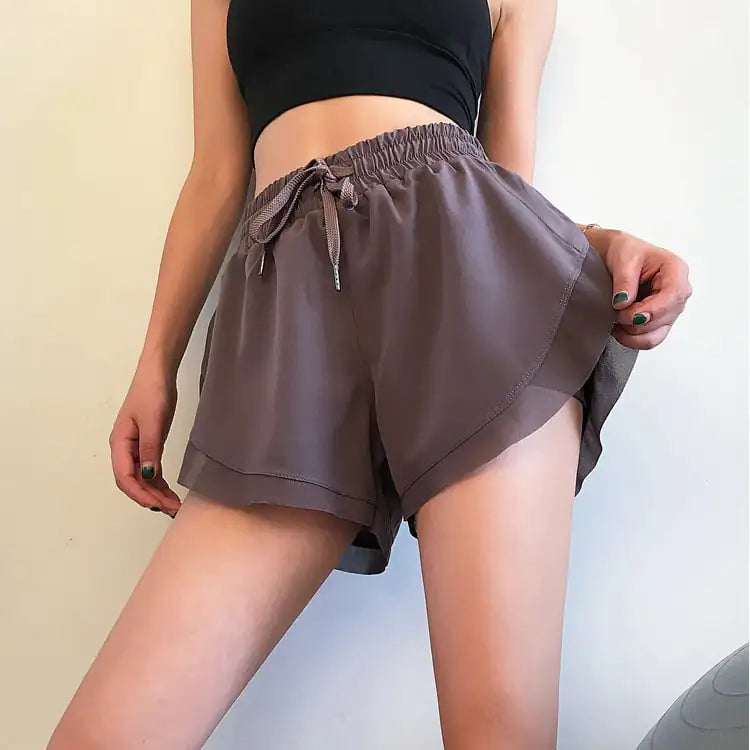 High Waist Stretch Tight Two-Piece Fitness Shorts for Women