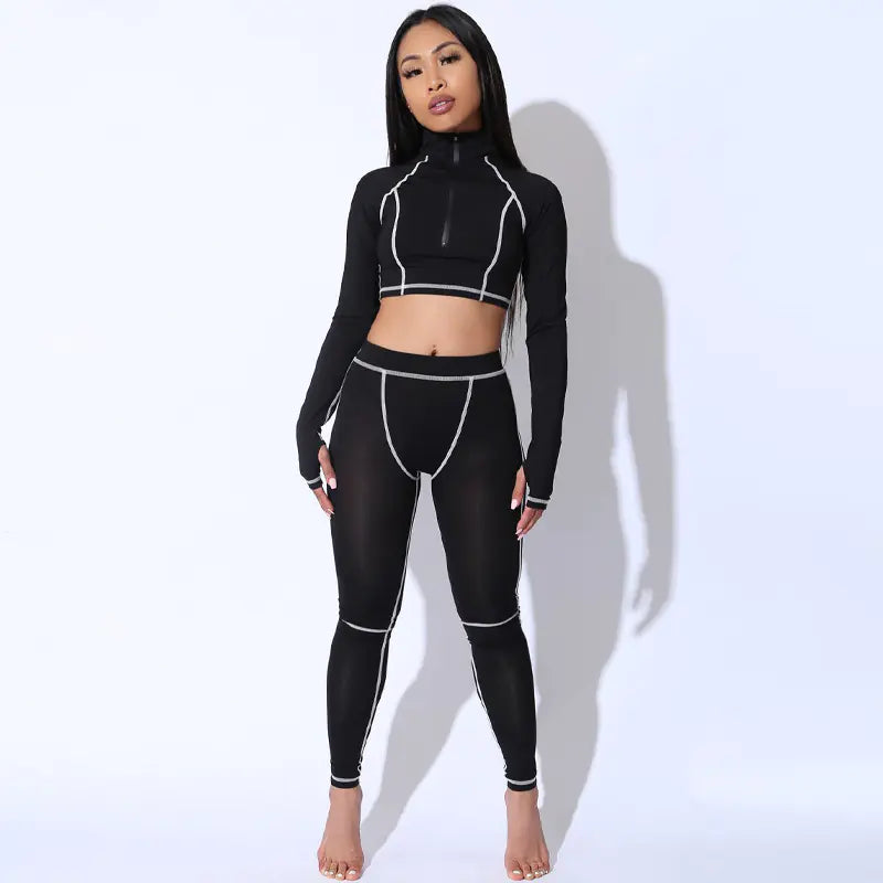 Fashionable Long Sleeve Yoga Fitness Set for Women
