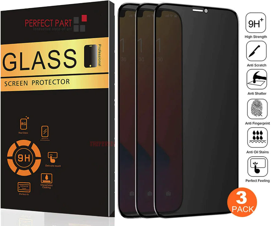 3 Pack For iPhone 15 14 13 12 11 Pro Max Privacy Tempered Glass Screen Protector