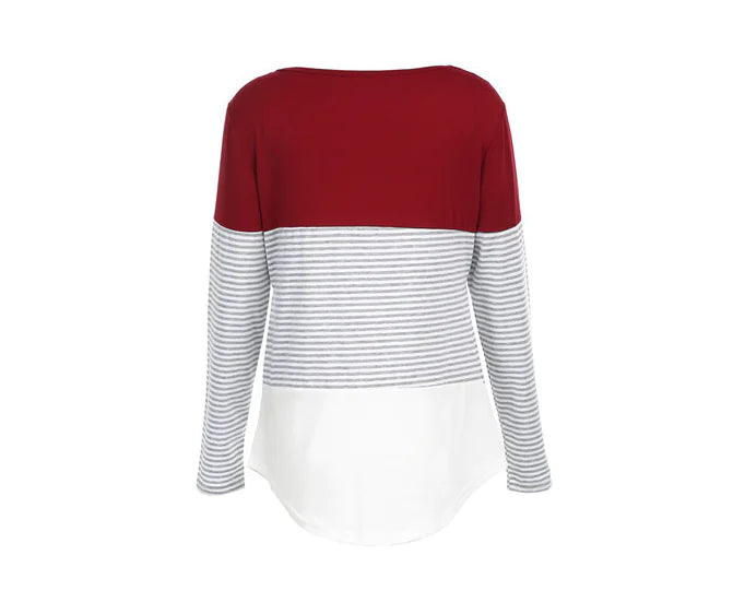 Striped Long Sleeve Maternity Nursing T-Shirt