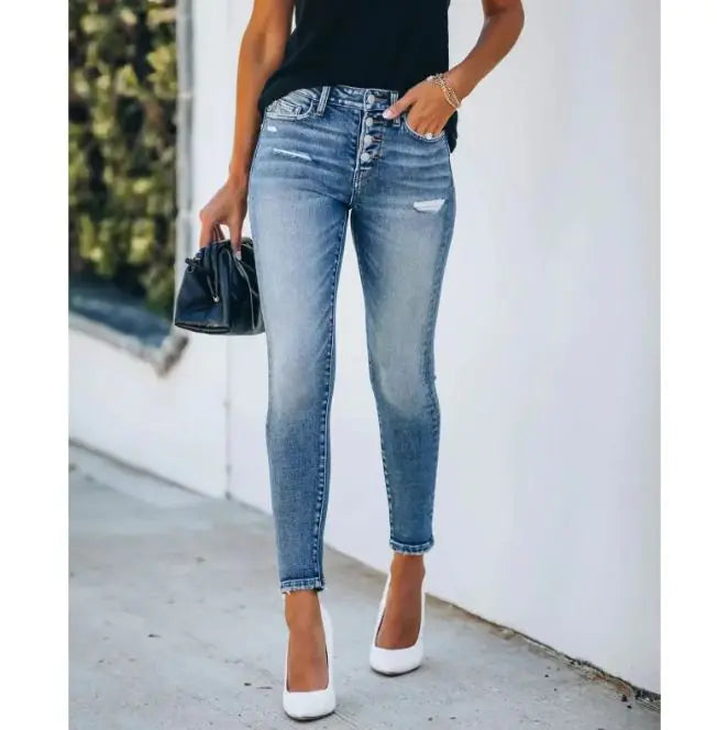 Stretch Slim-fit Ripped Denim Pants