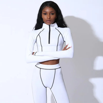 Fashionable Long Sleeve Yoga Fitness Set for Women