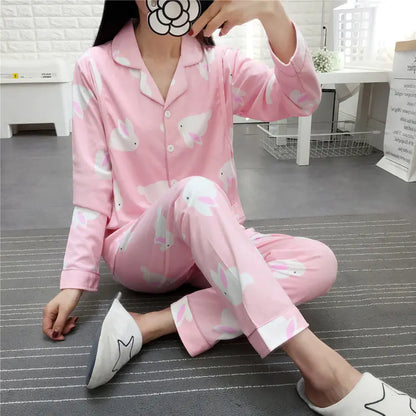 Postpartum Cotton Pajamas Set for Nursing Mothers