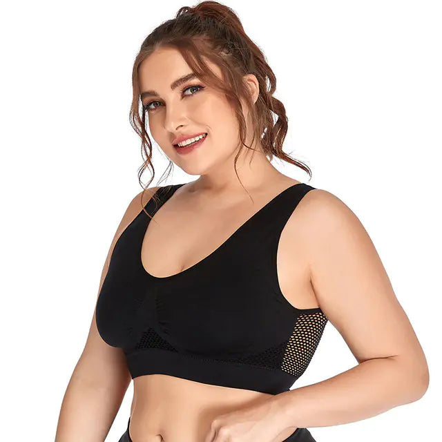 Large Cotton Sports Bras for Women - Padded Fitness Top
