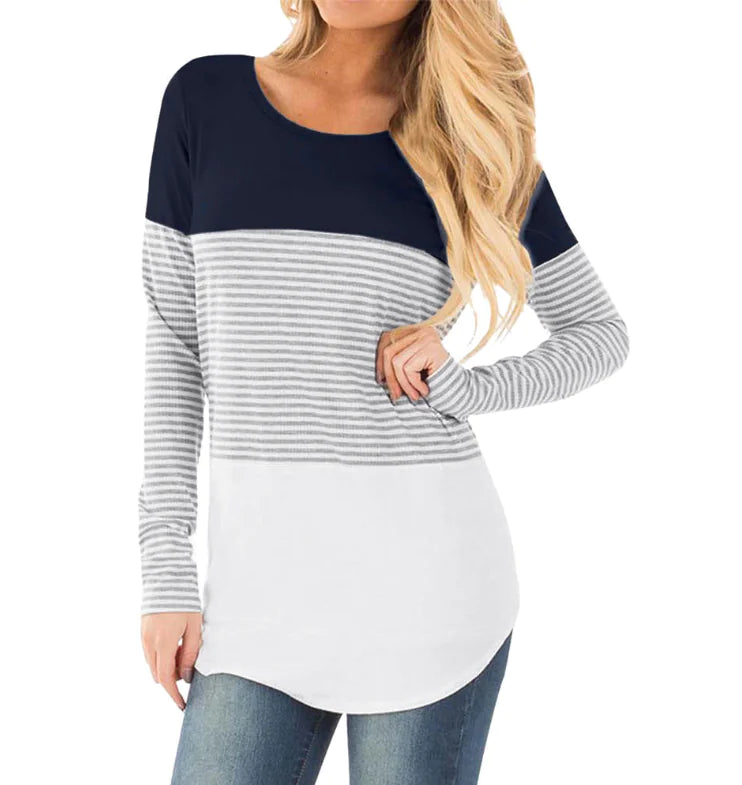 Striped Long Sleeve Maternity Nursing T-Shirt