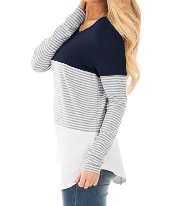Striped Long Sleeve Maternity Nursing T-Shirt