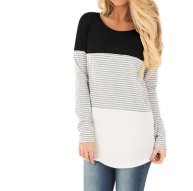 Striped Long Sleeve Maternity Nursing T-Shirt
