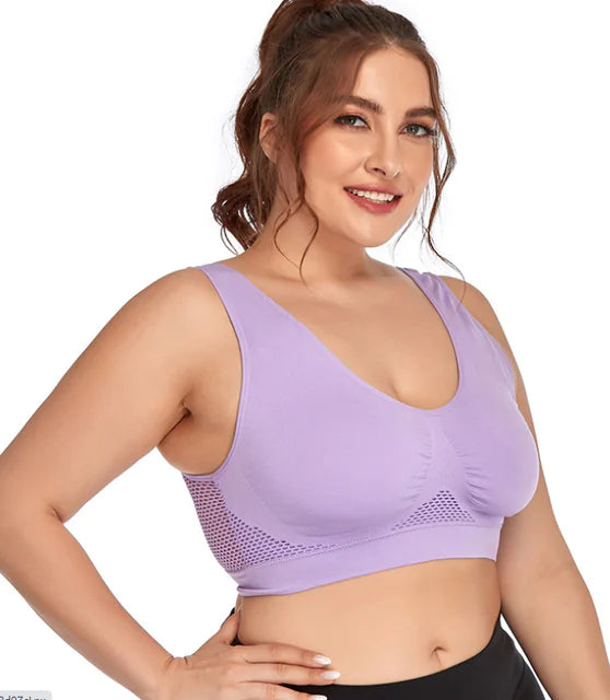 Large Cotton Sports Bras for Women - Padded Fitness Top