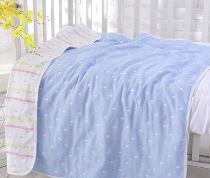 Pure Cotton 6-Layer Baby Bath Towel Blanket, 110cm