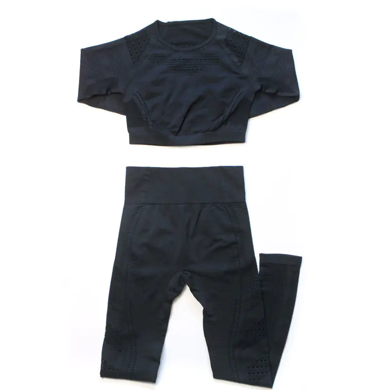 Seamless Yoga Pants and Crop Top Fitness Set for Women