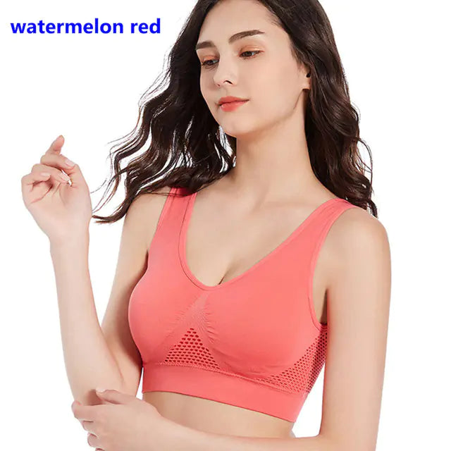 Large Cotton Sports Bras for Women - Padded Fitness Top