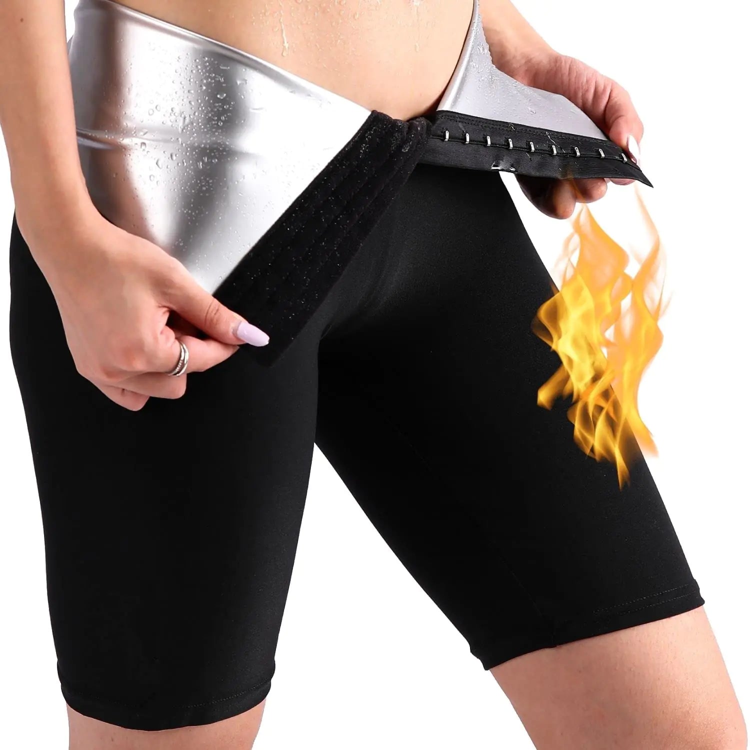 Nano Hertz Sauna Sweat Shapewear Shorts Pants Thigh Workout Suit Waist Trainer Weight Loss Sweatsuit Exercise Fitness Women