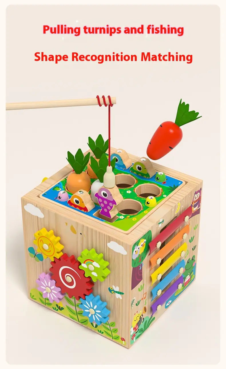 Wooden Multifunctional Puzzle Beads Treasure Box for Kids