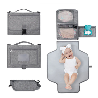 Portable Baby Changing Pad with Shoulder Strap &amp; Pocket