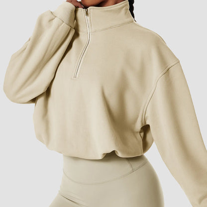 High Neck Fitness Pullover Sweatshirt for Women