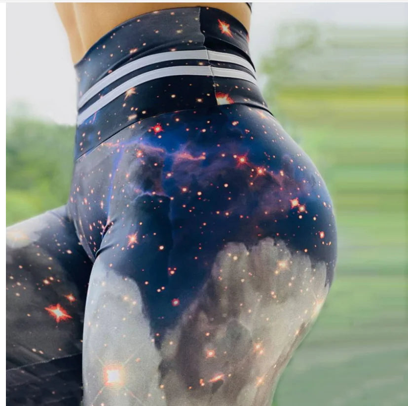 Gold Butterfly Print Stretch Fitness Leggings for Women