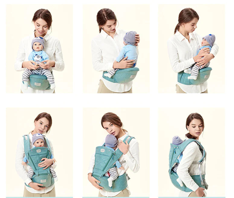 Baby Carrier with Bass Bear Hip Seat for Front Carry