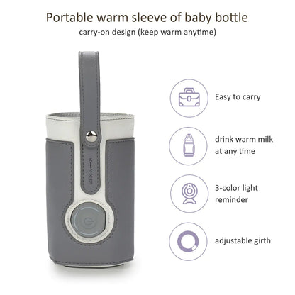 Leather Heating Bottle Bag with Three-speed Adjustment