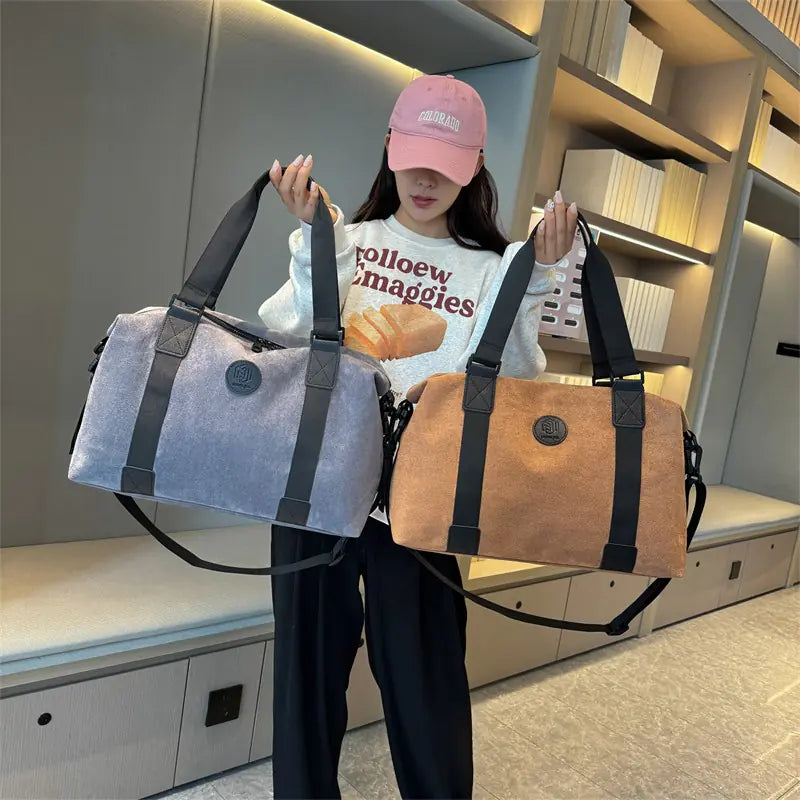 Large Capacity Solid Color Fitness Travel Bag for Women