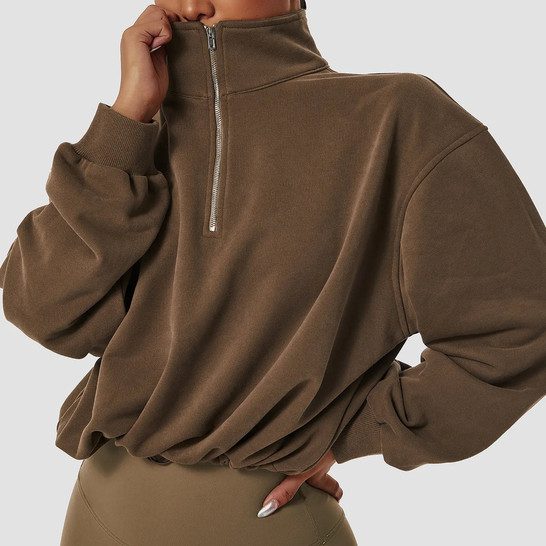 High Neck Fitness Pullover Sweatshirt for Women