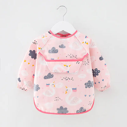 Waterproof Cotton Bib for Kids - Long Sleeve Feeding Apron
