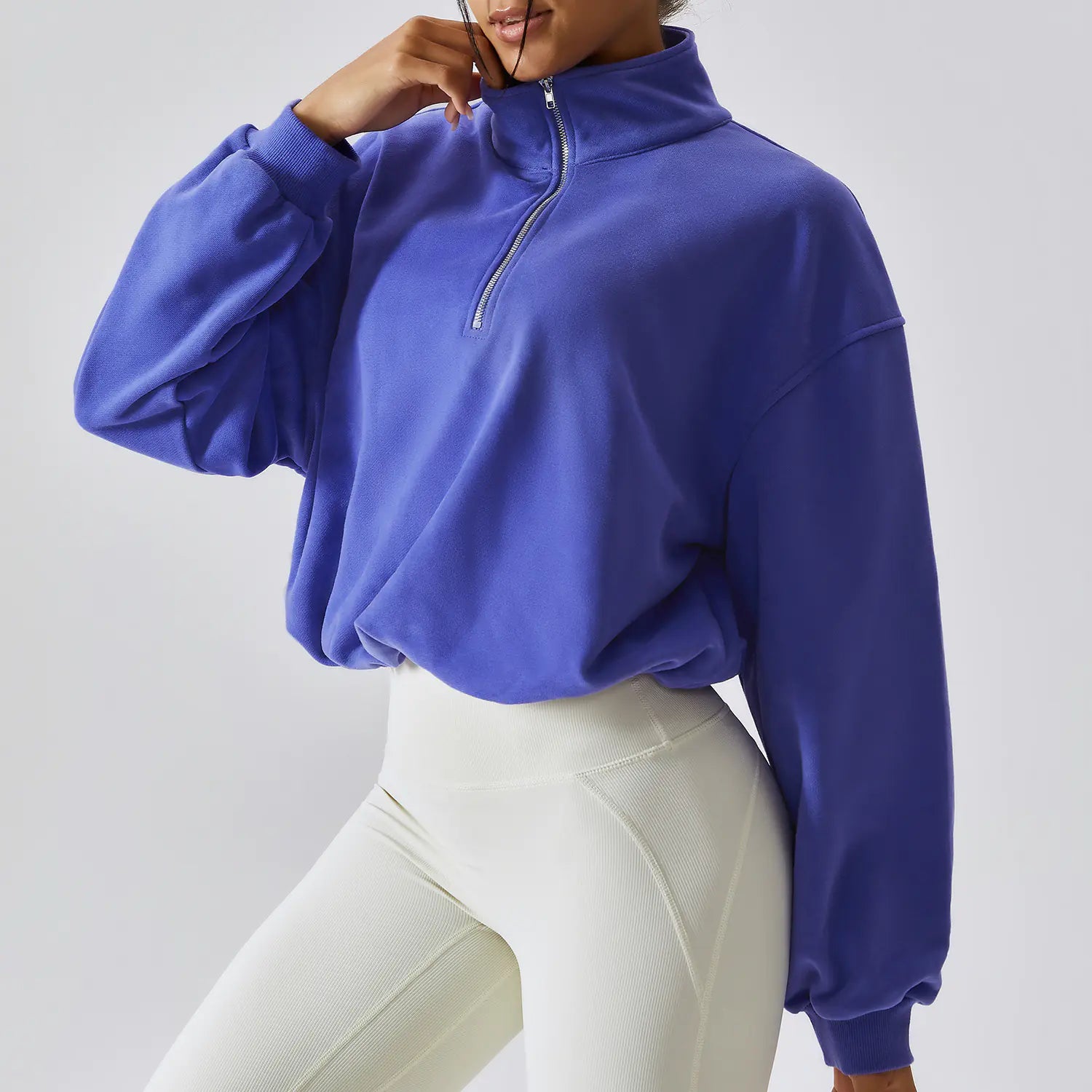 High Neck Fitness Pullover Sweatshirt for Women