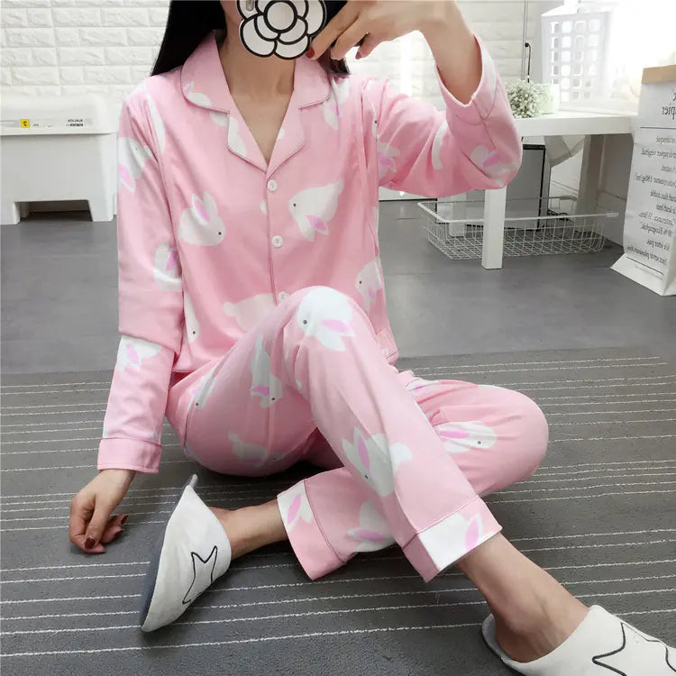 Postpartum Cotton Pajamas Set for Nursing Mothers