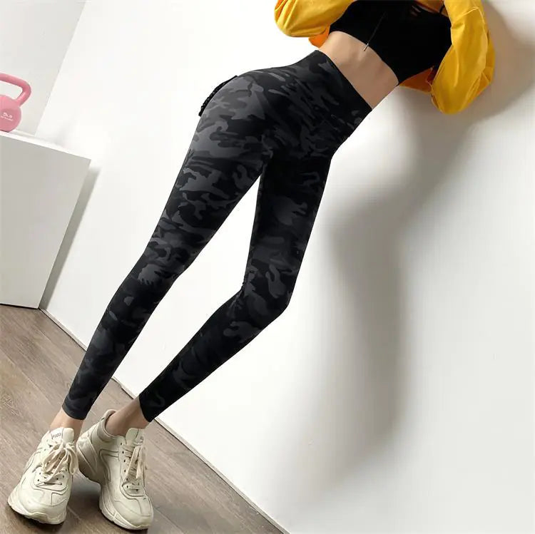Camouflage Fitness Pants with Pockets for Women