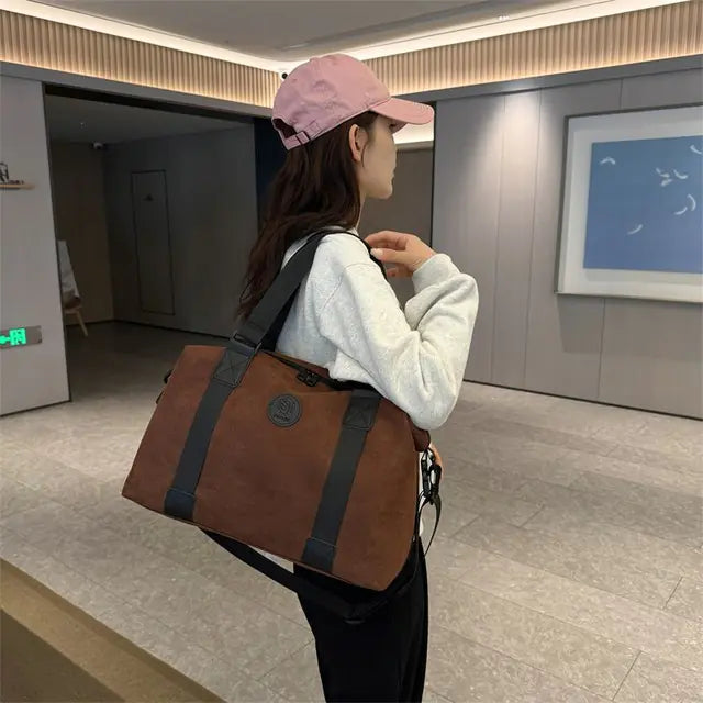 Large Capacity Solid Color Fitness Travel Bag for Women