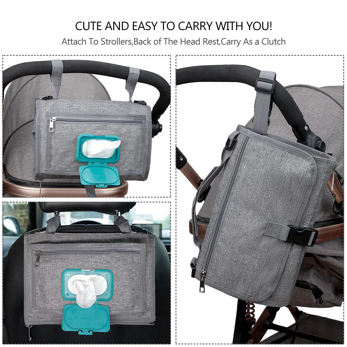 Portable Baby Changing Pad with Shoulder Strap &amp; Pocket
