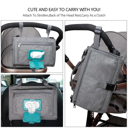 Portable Baby Changing Pad with Shoulder Strap &amp; Pocket