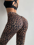High Waist Leopard Print Fitness Pants for Women