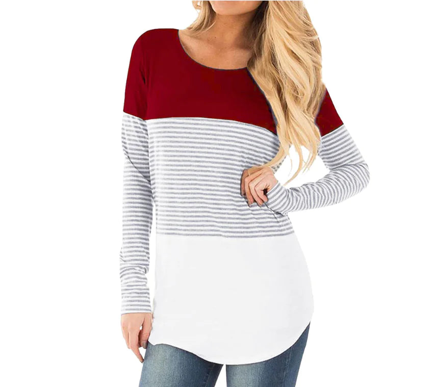 Striped Long Sleeve Maternity Nursing T-Shirt