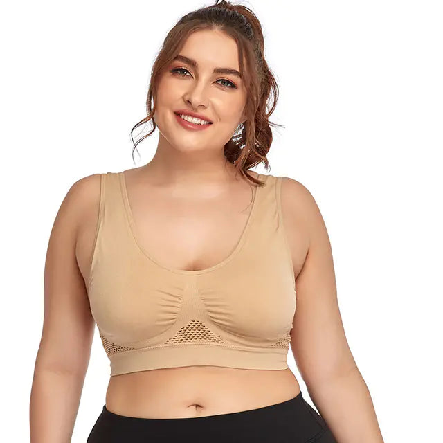 Large Cotton Sports Bras for Women - Padded Fitness Top