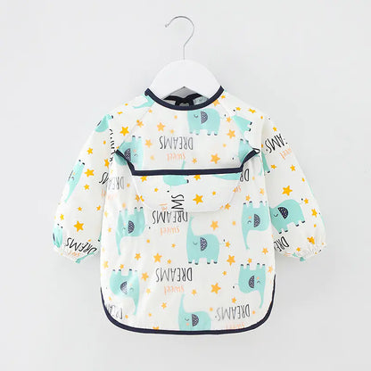 Waterproof Cotton Bib for Kids - Long Sleeve Feeding Apron