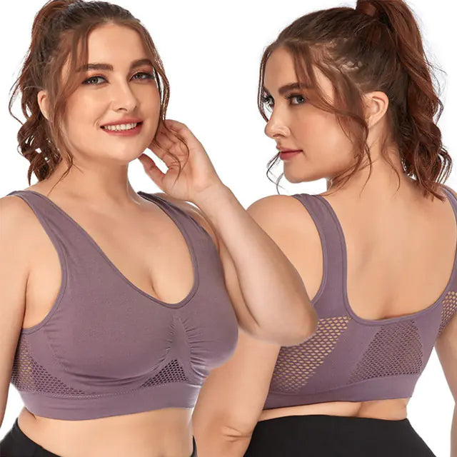 Large Cotton Sports Bras for Women - Padded Fitness Top