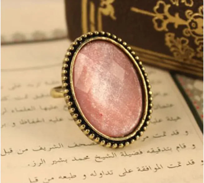 Vintage Oval Gemstone Floral Ring for Women