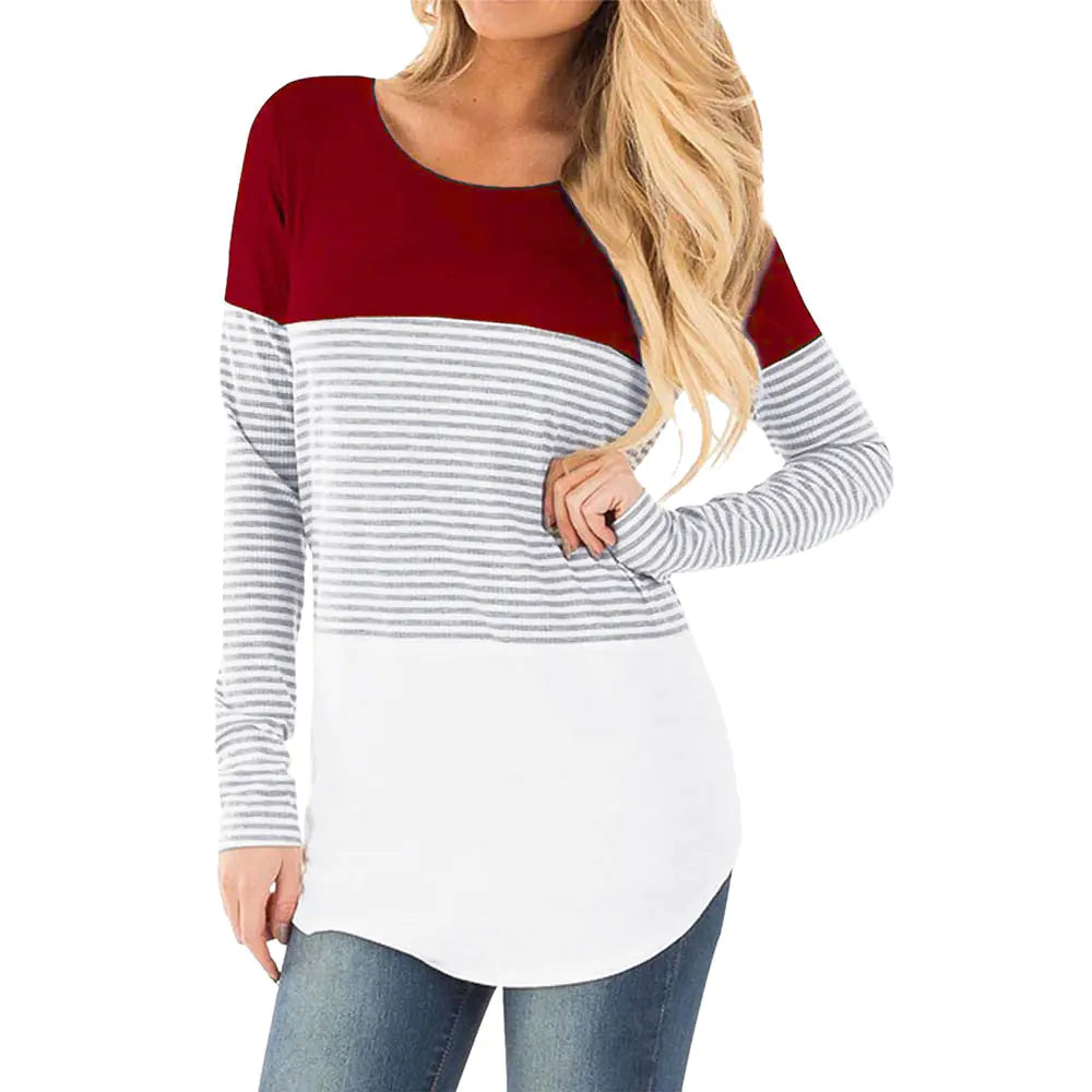 Striped Long Sleeve Maternity Nursing T-Shirt