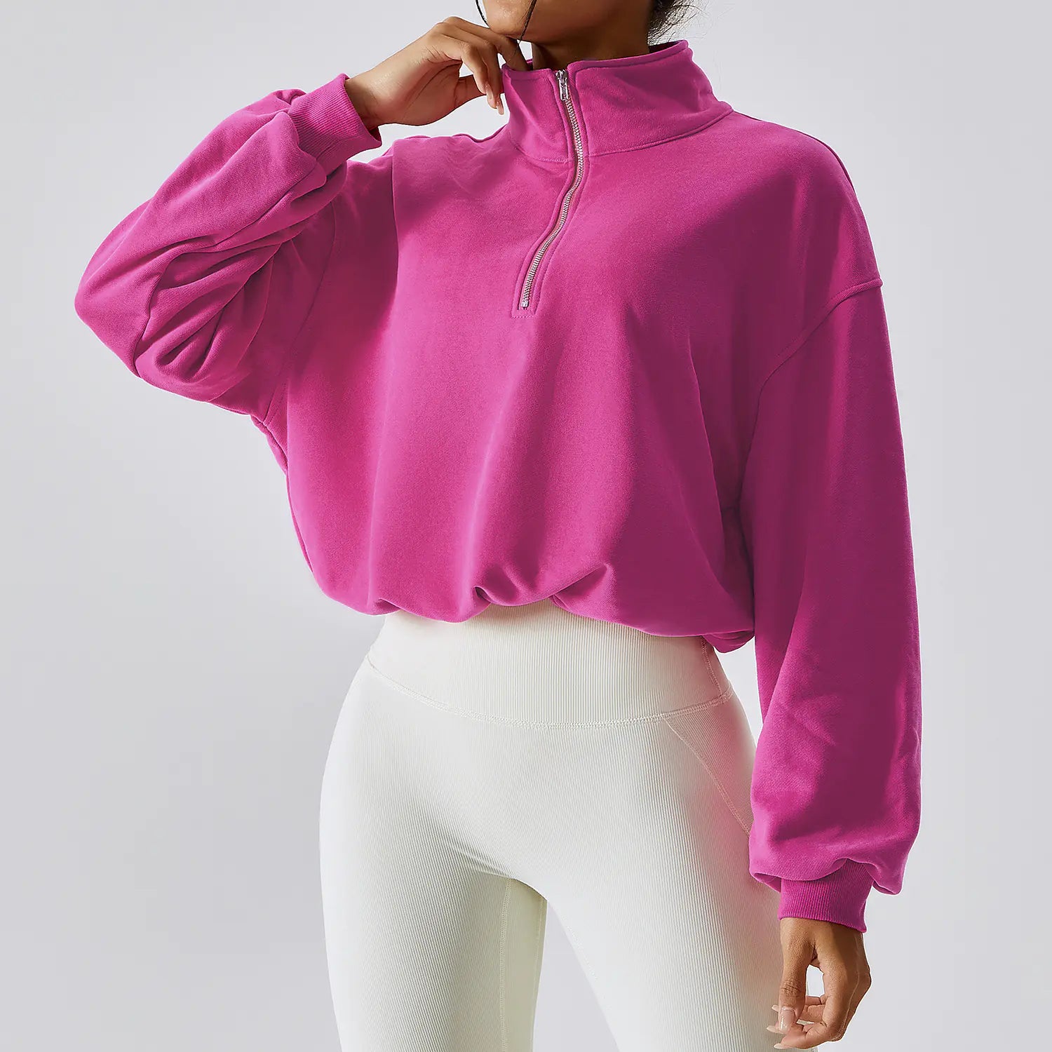 High Neck Fitness Pullover Sweatshirt for Women